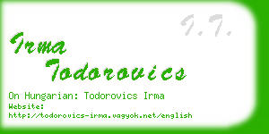 irma todorovics business card